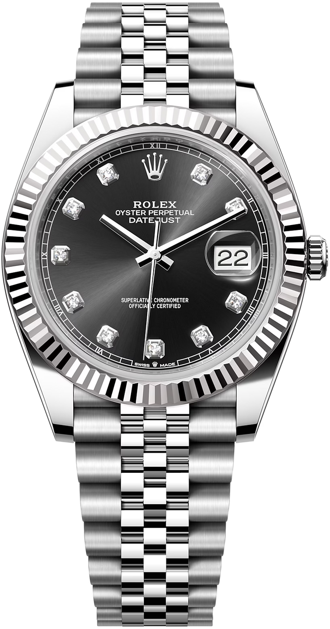 Rolex Datejust 41mm Fluted Bezel Black Diamond Dial Jubilee - 126334 - New 2025