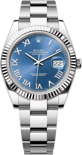 Rolex Datejust 41mm Fluted Bezel Blue Roman Dial Oyster- 126334 - New 2025