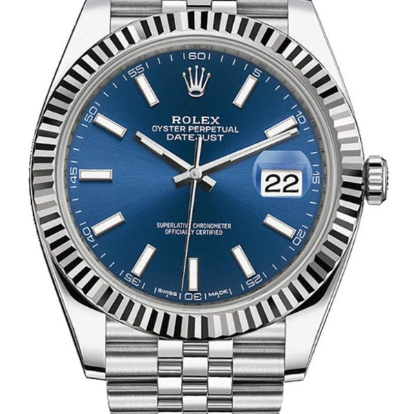 Rolex Datejust 41mm Fluted Bezel Blue Index Dial Jubilee 126334 Ne Gamzo Co