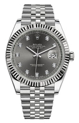 Rolex Datejust 41mm Fluted Bezel Grey Diamond Dial Jubilee - 126334 - Brand New 2024