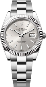 Rolex Datejust 41mm Fluted Bezel Silver Index Dial Oyster - 126334 - Brand New 2024