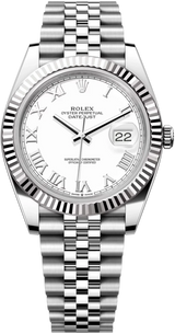 Rolex Datejust 41mm Fluted Bezel White Roman Dial Jubilee - 126334 - Brand New 2024