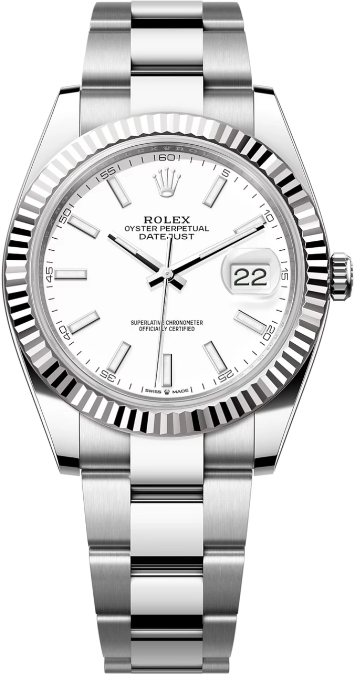 Rolex Datejust 41mm Fluted Bezel White Index Dial Oyster- 126334 - Brand New 2024