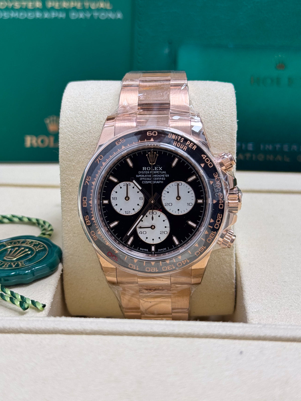 Rolex Cosmograph Daytona 40mm Special Edition "Le Mans" Rose Gold Ceramic Black Bezel Black Dial - 126525LN - New 2025