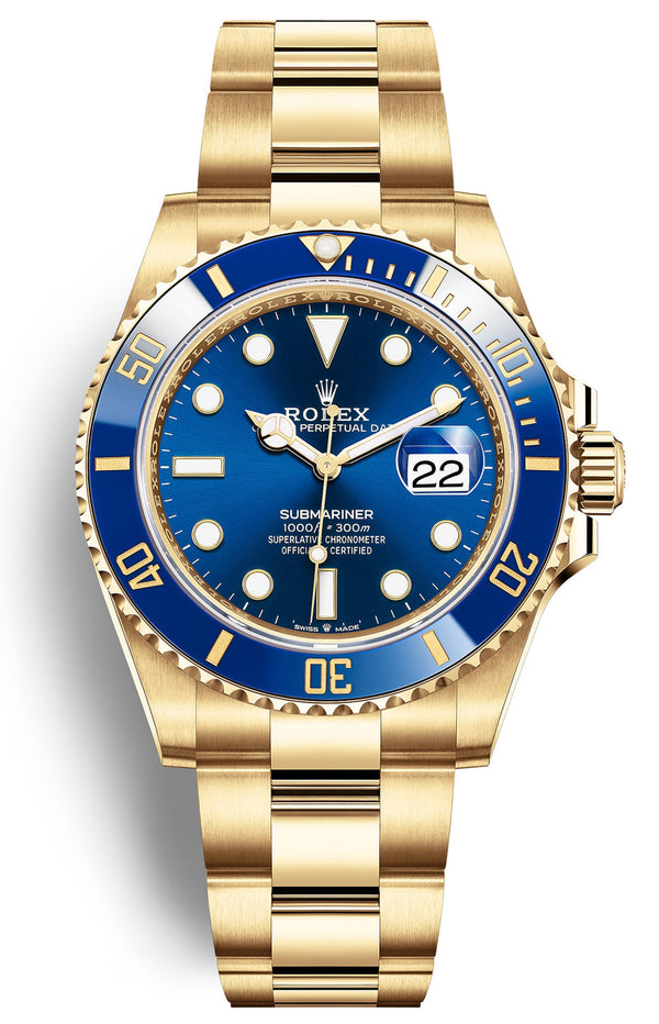 Rolex Submariner 41mm Yellow Gold Blue Dial Blue Bezel - 126618LB - New 2025