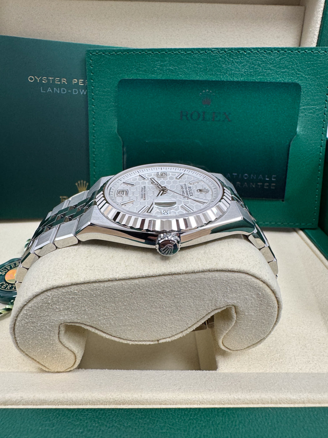 Rolex Land-Dweller 40mm Fluted Bezel White Honeycomb-Motif Dial Flat Jubilee 127334 - New 2025 / 2026