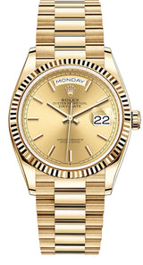 Rolex President Day Date Yellow Gold Champagne Index Dial 36mm - 128238 - New 2023