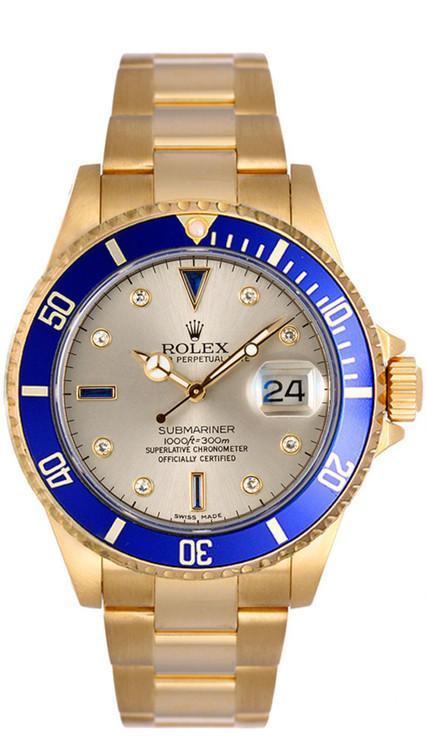 Rolex Submariner Factory Silver Diamond Serti - 16613