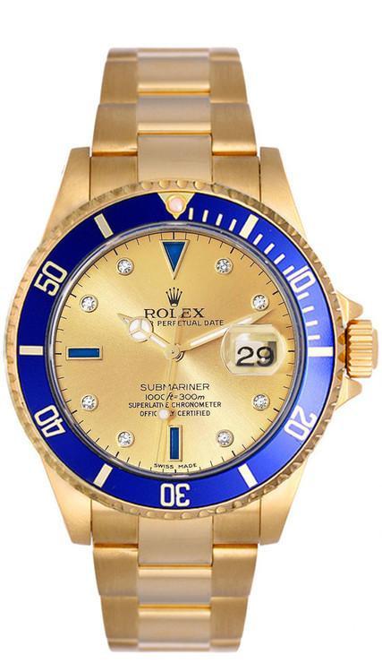 Rolex Submariner Champagne Serti Diamonds 40mm – 16618