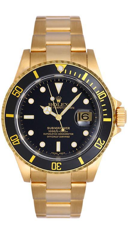 Rolex Submariner 18k Yellow Gold Black Dial 40mm – 16618