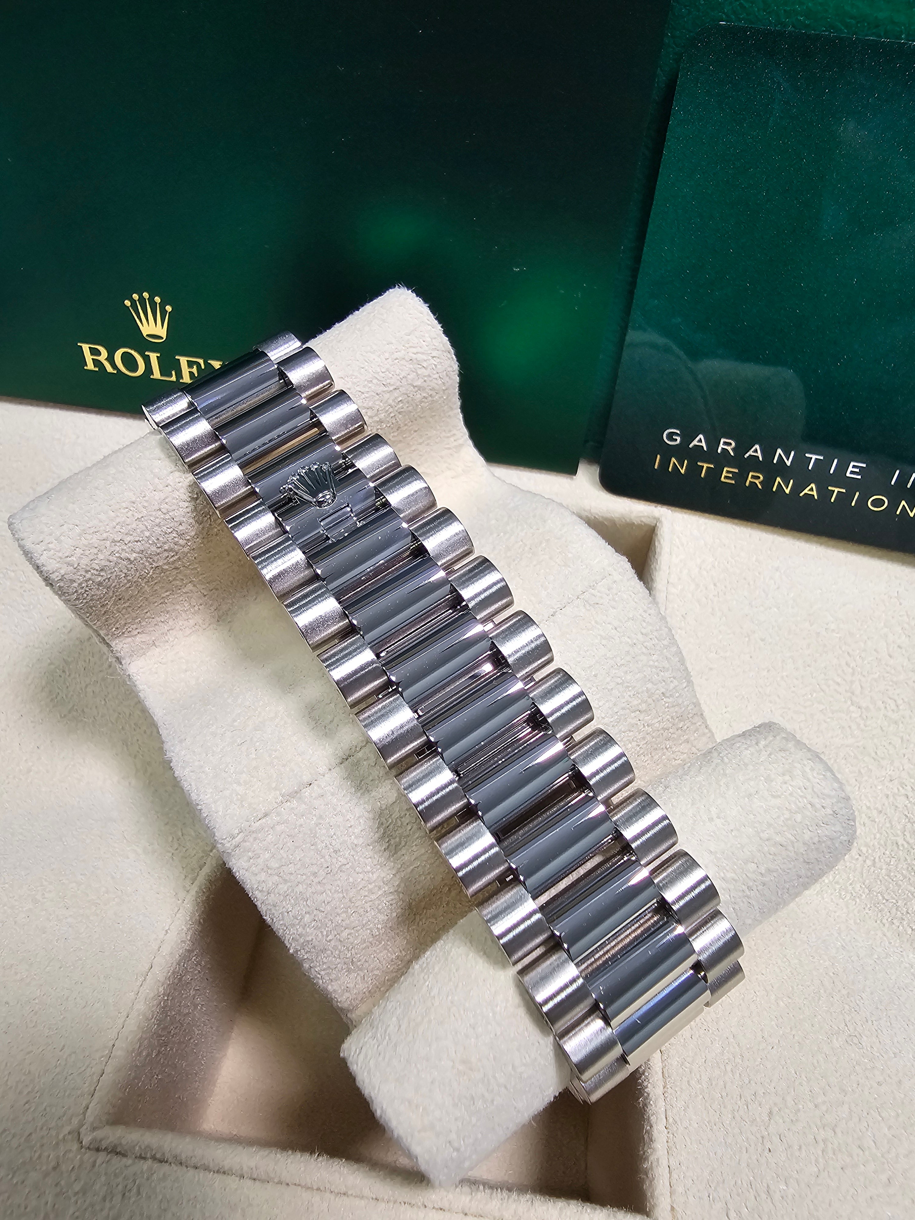 Rolex Day-Date "President" 40mm White Gold Meteorite Diamond Baguette Dial - 228239 - New 2025