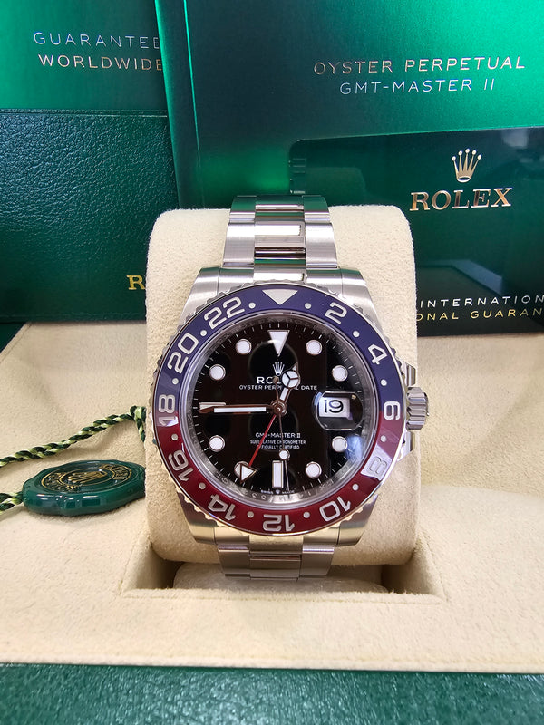 Rolex GMT-Master II 40mm Black Dial Blue/Red Bezel "Pepsi" Oyster - 126710BLRO - New 2025