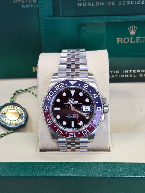 Rolex GMT-Master II 40mm Black Dial Blue/Red Bezel "Pepsi" Jubilee - 126710BLRO - New 2025