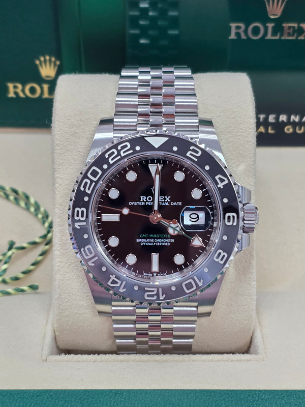 Rolex GMT-Master II 40mm Black Dial Black Bezel Jubilee "Bruce Wayne" - 126710GRNR - New 2025