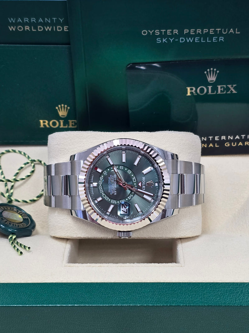 Rolex Sky-Dweller 42mm Stainless Steel Green Dial Oyster - 336934 - New 2024