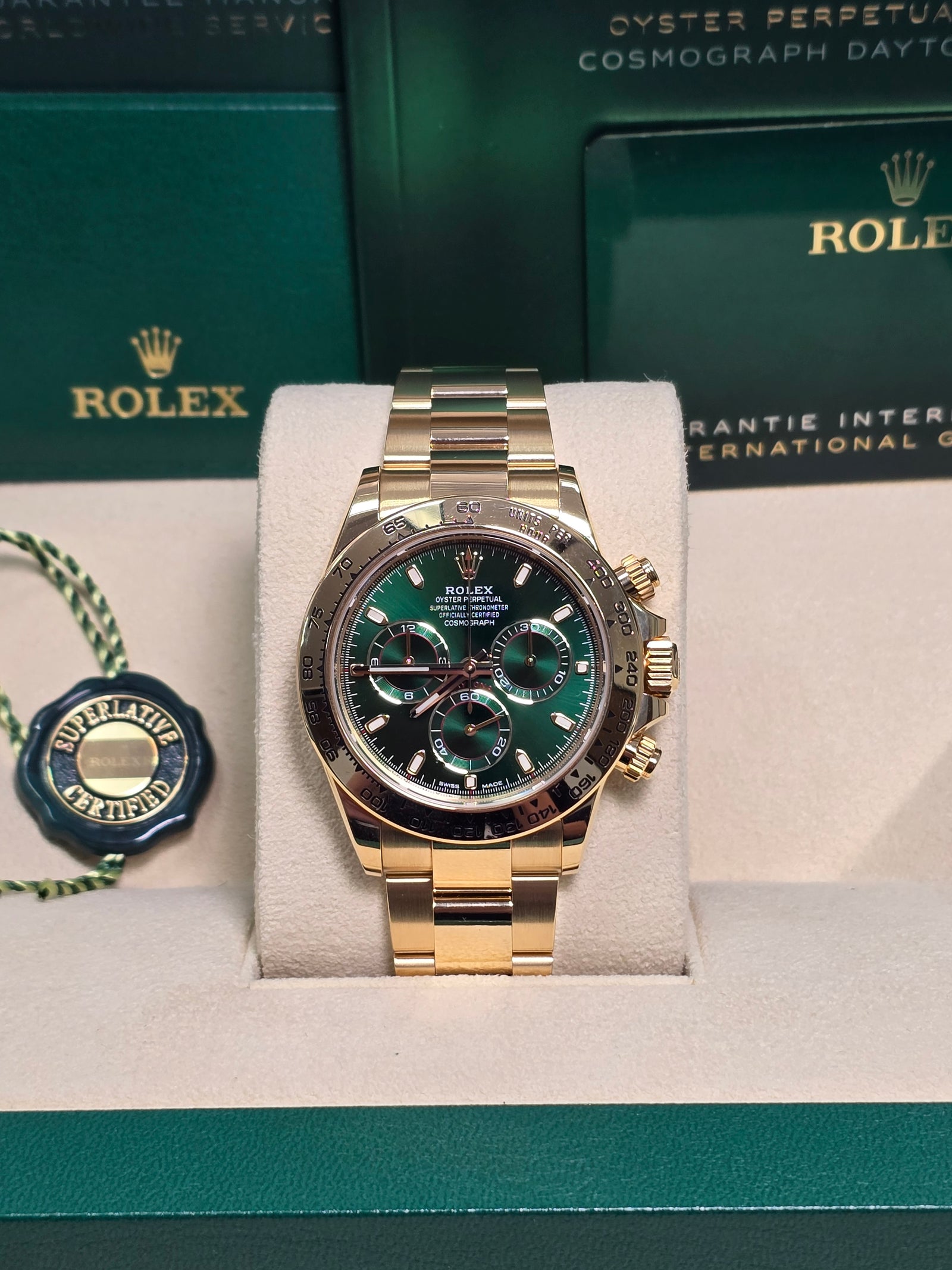 116508 green dial best sale