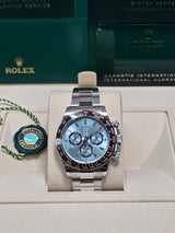 Rolex Cosmograph Daytona 40mm Platinum "Platona" Ceramic Brown Bezel Ice Blue Diamond Baguette Dial - 126506 - New 2024