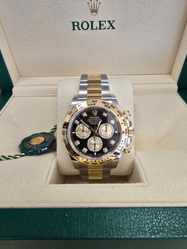 Rolex Cosmograph Daytona 40mm Two-Tone Yellow Gold Black Diamond Dial - 126503 - New 2025