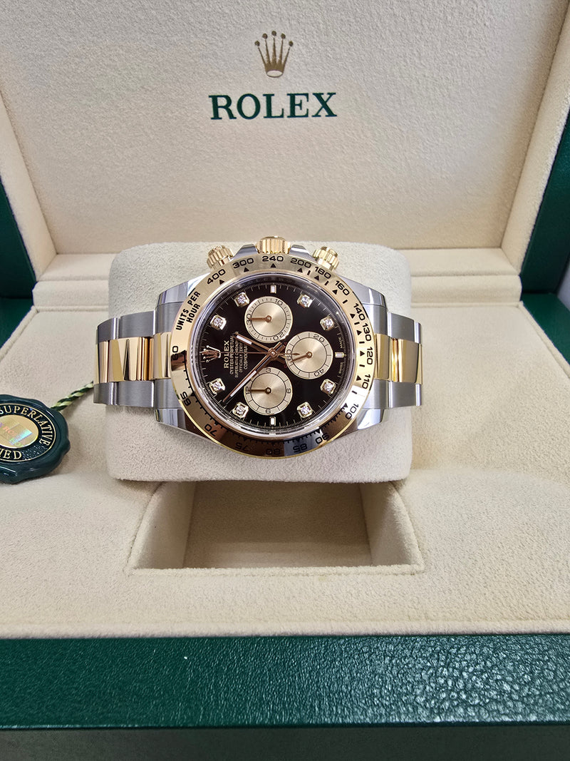 Rolex Cosmograph Daytona 40mm Two-Tone Yellow Gold Black Diamond Dial - 126503 - Brand New 2024