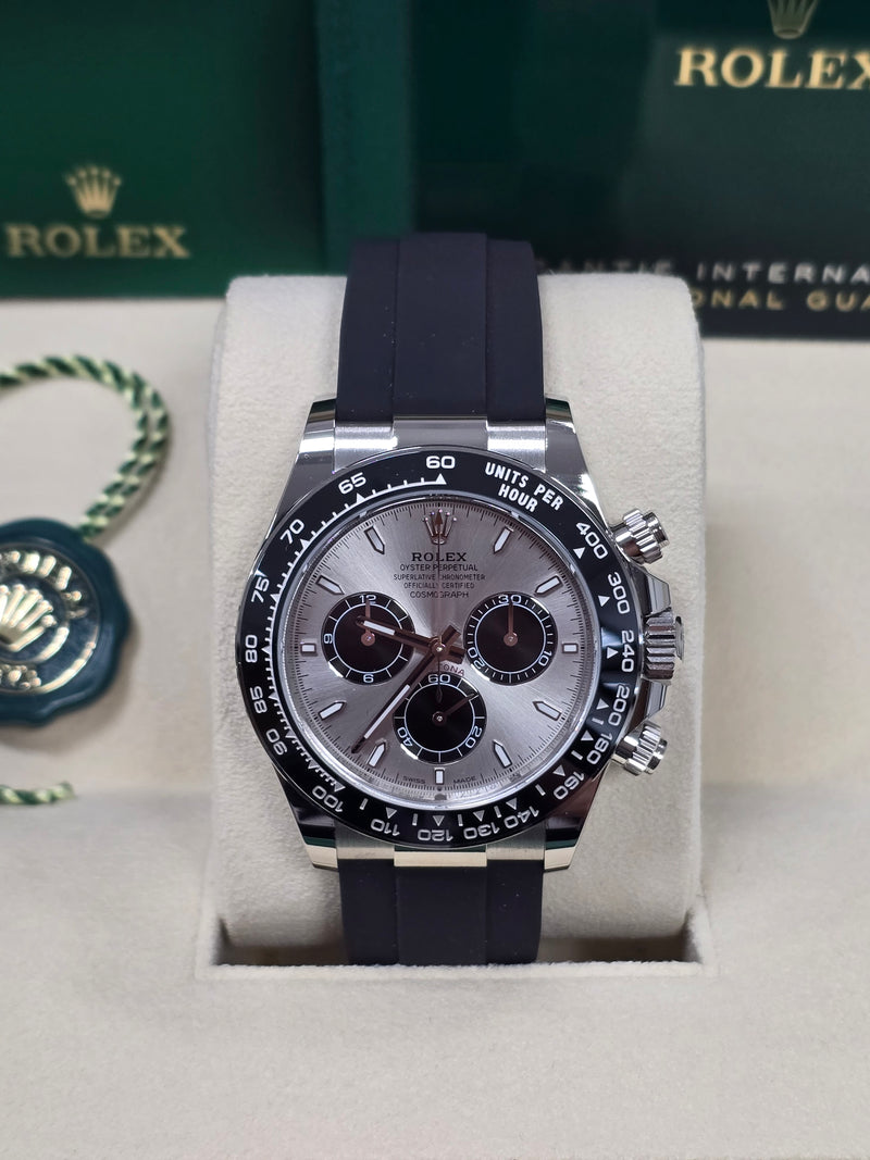 Rolex Cosmograph Daytona 40mm White Gold Grey "Ghost" Dial Oysterflex - 126519LN - Brand New 2024