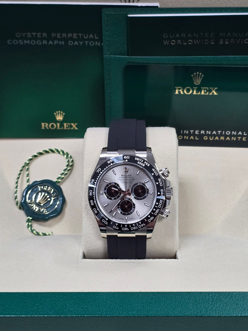 Rolex Cosmograph Daytona 40mm White Gold Grey "Ghost" Dial Oysterflex - 126519LN - New 2024