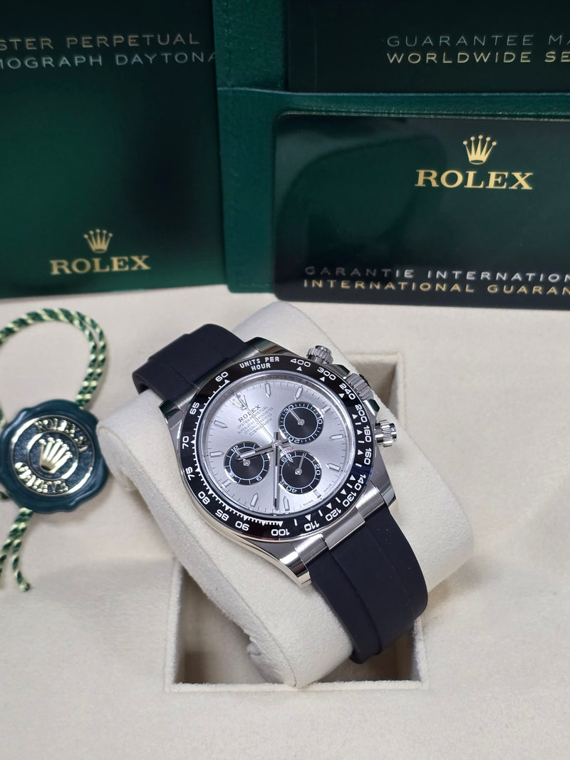 Rolex Cosmograph Daytona 40mm White Gold Grey "Ghost" Dial Oysterflex - 126519LN - New 2024