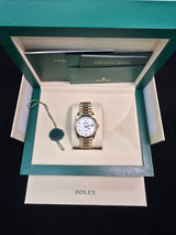 Rolex Day-Date "President" 36mm Yellow Gold White Roman Dial - 128238 - New 2024