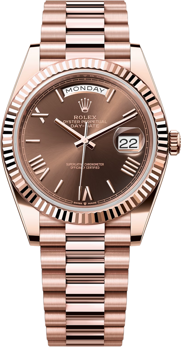 Rolex Day-Date "President" 40mm Everose Gold Chocolate Roman Dial - 228235 - Brand New 2024