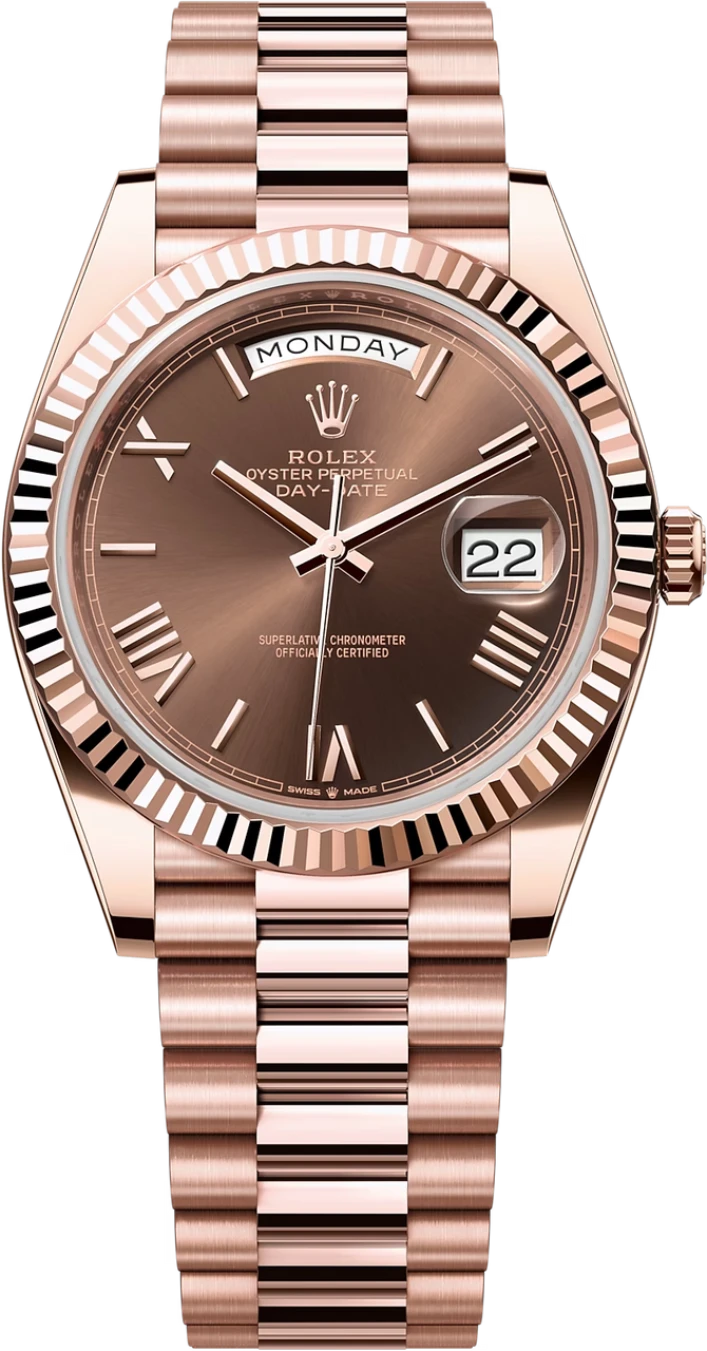 Rolex Day-Date "President" 40mm Everose Gold Chocolate Roman Dial - 228235 - New 2024