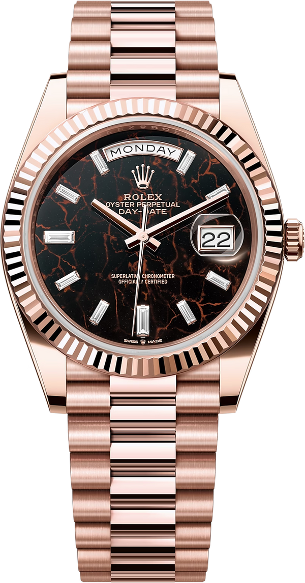 Rolex Day-Date "President" 40mm Everose Eisenkiesel Diamond Baguette Dial - 228235 - Brand New 2023