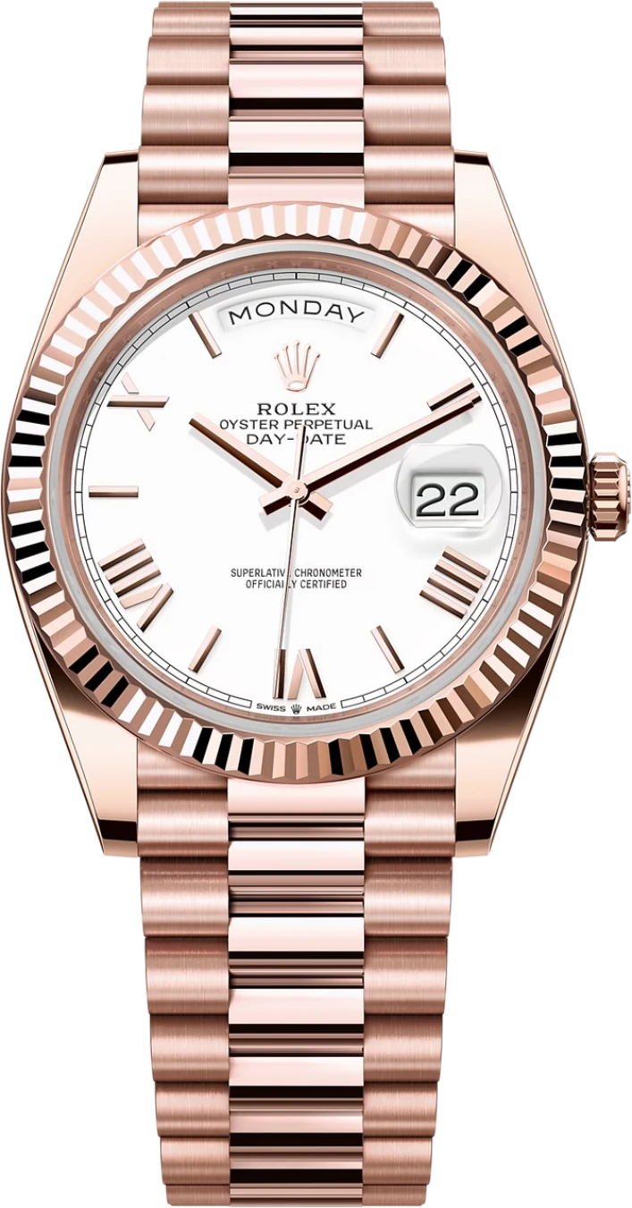 Rolex Day-Date "President" 40mm Everose Gold White Roman Dial - 228235 - New 2024