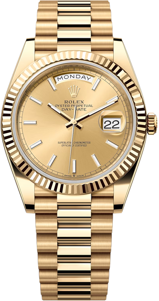 Rolex Day-Date "President" 40mm Yellow Gold Champagne Index Dial - 228238 - Brand New 2024