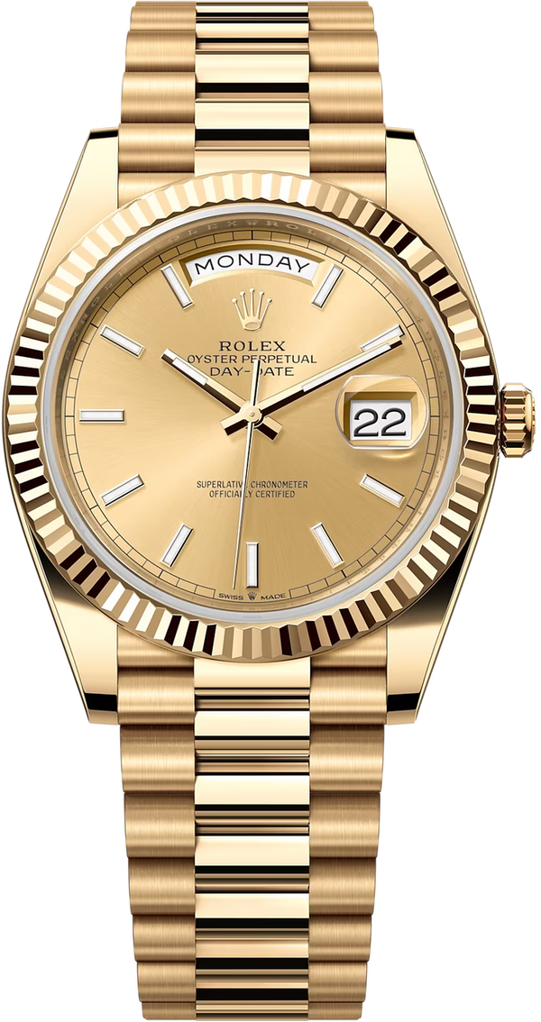Rolex Day-Date "President" 40mm Yellow Gold Champagne Index Dial - 228238 - Brand New 2024