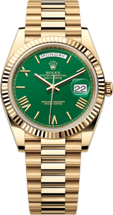 Rolex Day-Date "President" 40mm Yellow Gold Green Roman "Money" Dial - 228238 - New 2024