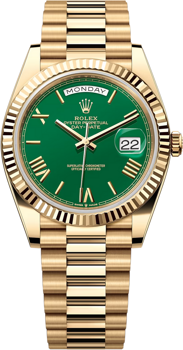 Rolex Day-Date "President" 40mm Yellow Gold Green Roman Dial - 228238 - Brand New 2024