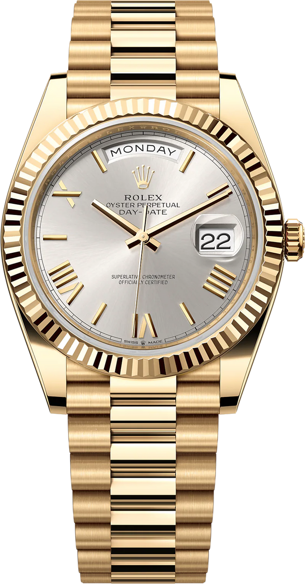 Rolex Day-Date "President" 40mm Yellow Gold Silver Roman Dial - 228238 - Brand New 2024