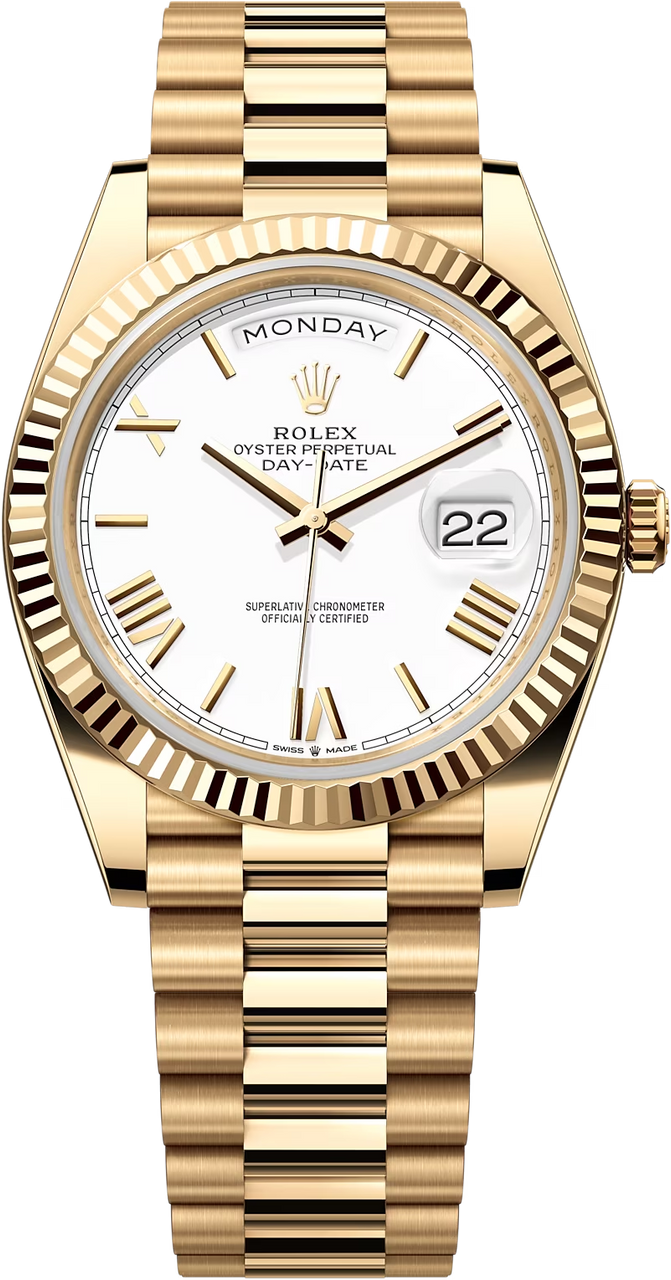 Rolex Day-Date "President" 40mm Yellow Gold White Roman Dial - 228238 - Brand New 2024