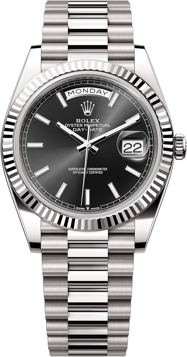 Rolex Day-Date "President" 40mm White Gold Black Index Dial - 228239 - New 2024