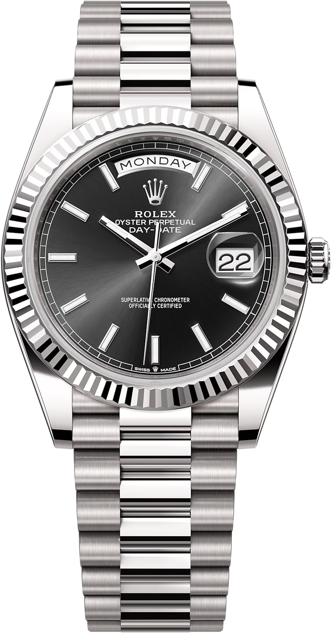 Rolex Day-Date "President" 40mm White Gold Black Index Dial - 228239 - New 2024