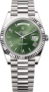 Rolex Day-Date "President" 40mm White Gold Green Roman Dial - 228239 - Brand New 2024