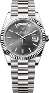 Rolex Day-Date "President" 40mm White Gold Grey Rhodium Index Dial - 228239 - Brand New 2024