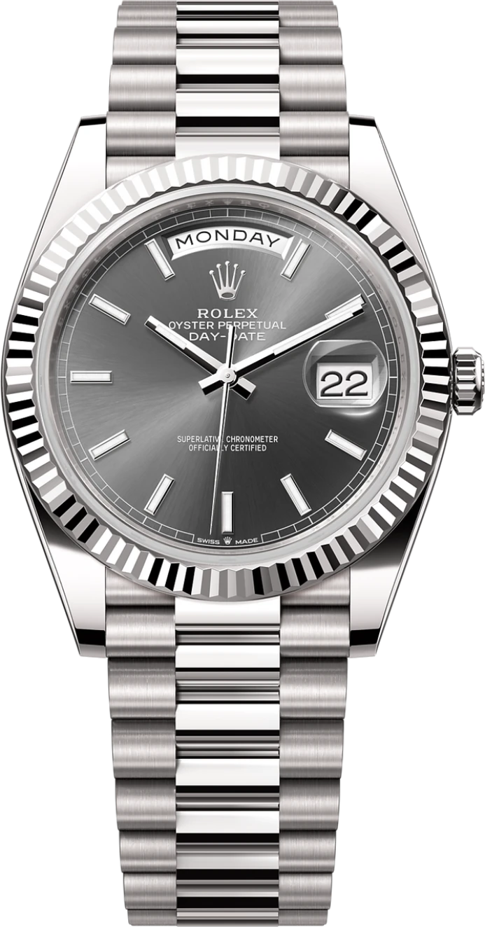 Rolex Day-Date "President" 40mm White Gold Grey Rhodium Index Dial - 228239 - Brand New 2024