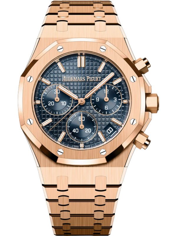 Audemars Piguet Mens Royal Oak Rose Gold Blue Chrono Dial 26240OR.OO.1320OR.05 - New 2024