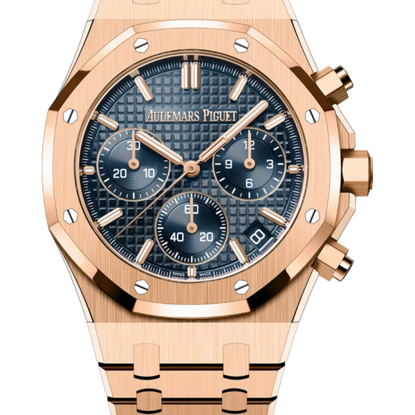 Audemars Piguet Mens Royal Oak Rose Gold Blue Chrono Dial 26240OR - Main Image