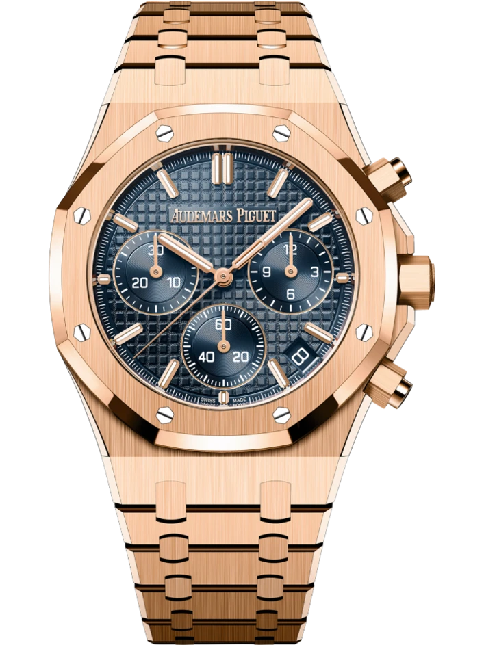 Audemars Piguet Mens Royal Oak Rose Gold Blue Chrono Dial 26240OR.OO.1320OR.05 - Brand New 2024