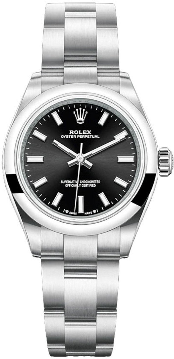 Rolex Oyster Perpetual 28mm Black Dial Oyster Bracelet – 276200 – New 2025