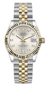 Rolex Lady Datejust 31mm Silver Diamond Dial Fluted Two-Tone Jubilee - 278273 - Brand New 2024