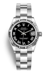 Rolex Lady Datejust 31mm Black Roman Dial Fluted Oyster - 278274 - Brand New 2024