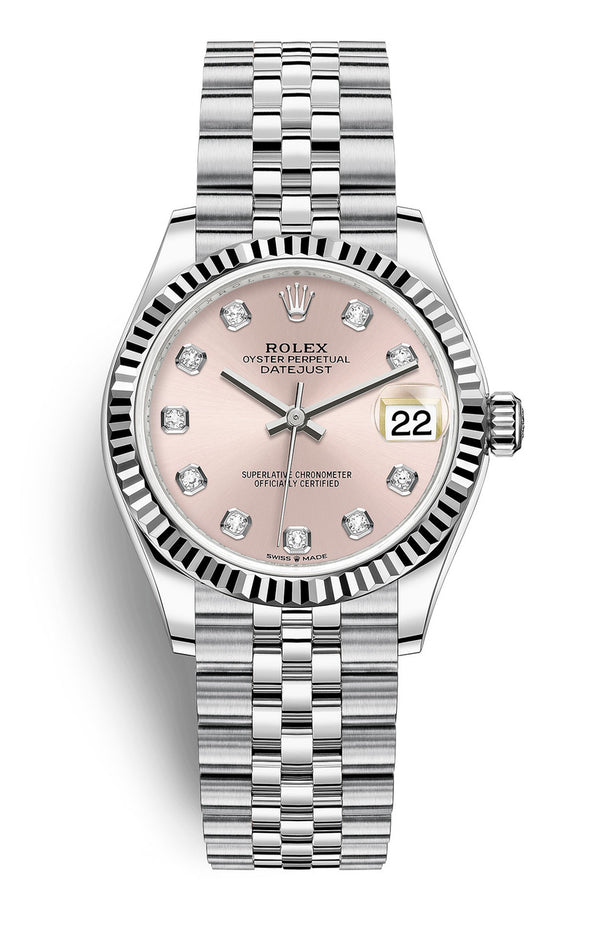 Rolex Lady Datejust 31mm Pink Diamond Dial Fluted Jubilee - 278274 - Brand New 2024