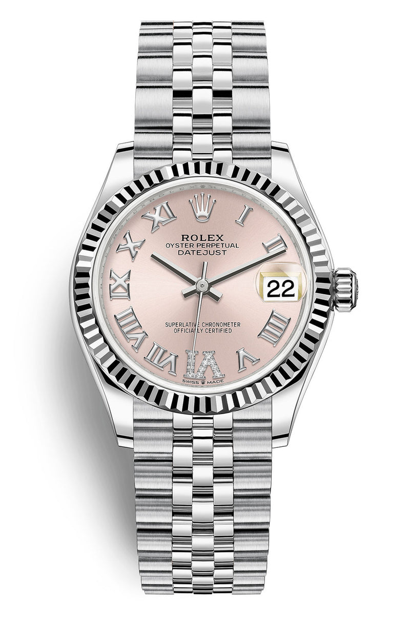 Rolex Datejust 31 Womens, Pink Roman Diamond Fluted Jubilee 278274 - Brand New 2023
